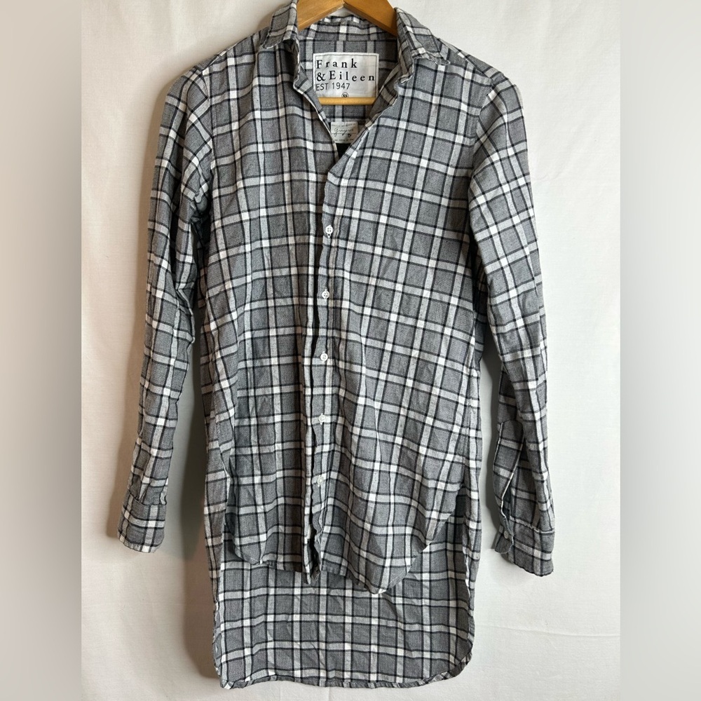 Frank & Eileen Gray  and White Plaid Cotton Shirt Size XS